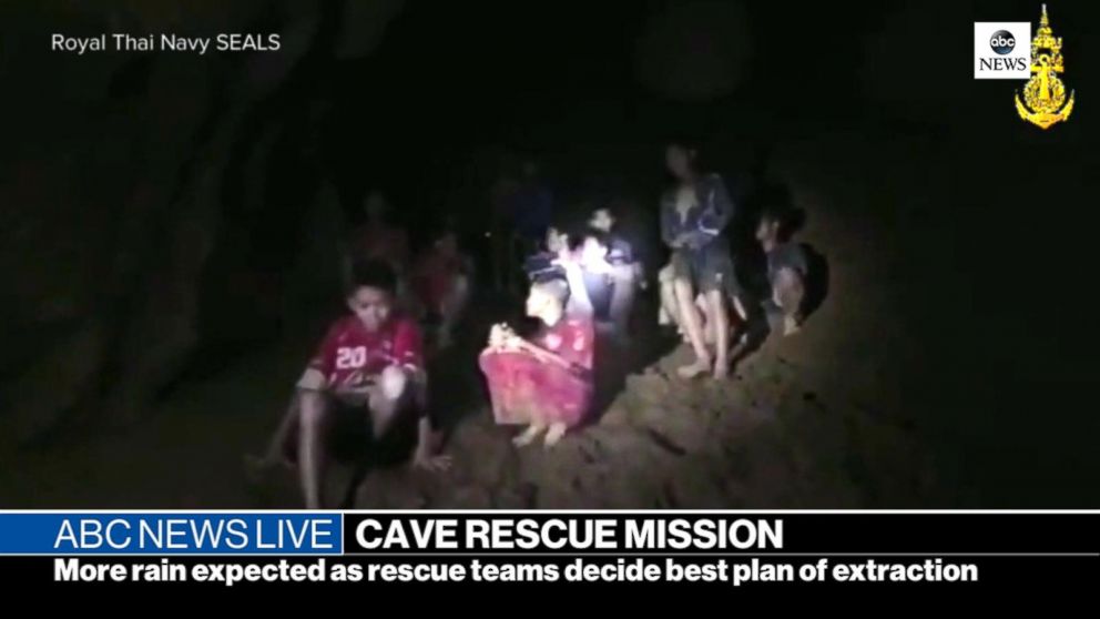 First look at stranded boys in Tham Luang cave rescue 
