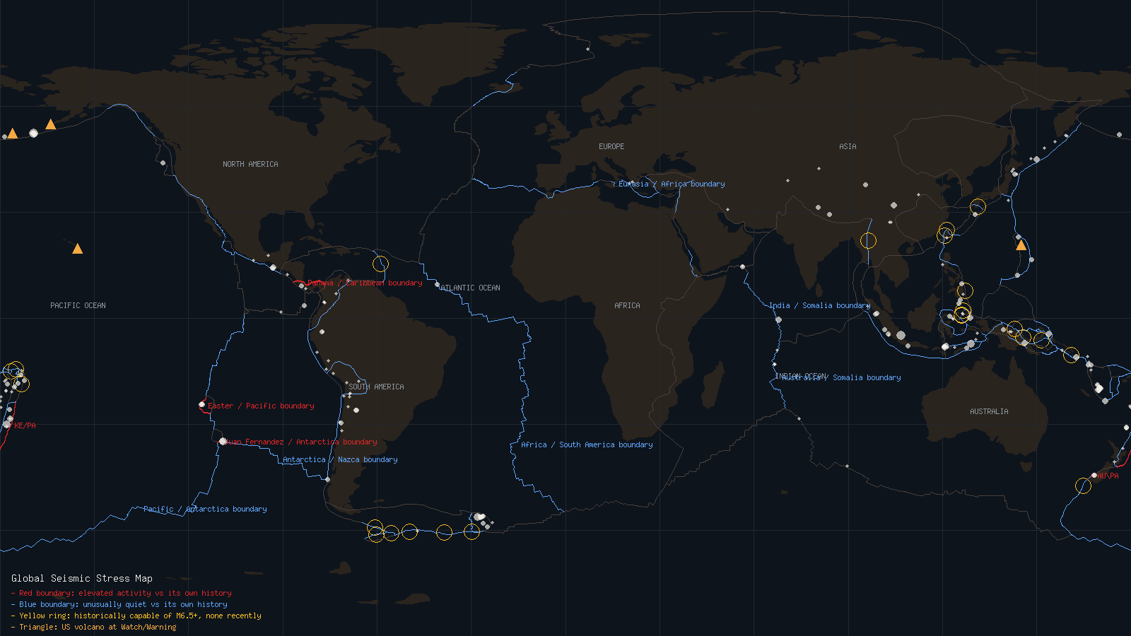Global Seismic Stress Report: Five Busy Zones, Six Quiet Ones